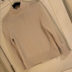 J Crew Women's 100%cotton Cream Turtleneck Sweater